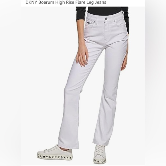 DKNY WHITE BOERUM HIGH RISE FLATE JEANS - Picture 6 of 9